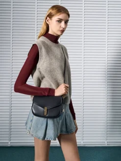 Aurelia Metallic-Accent Saddle Bag