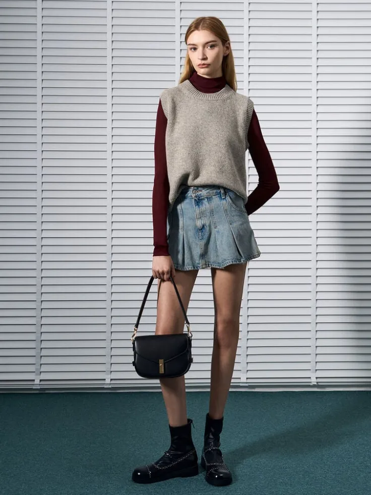 Aurelia Metallic-Accent Saddle Bag