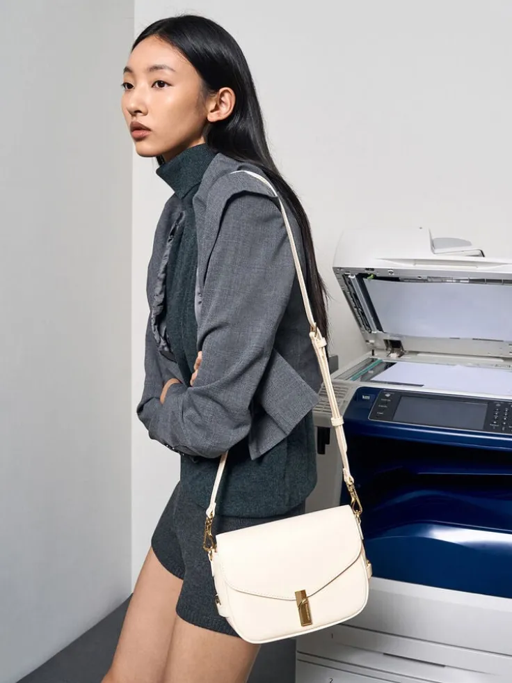 Aurelia Metallic-Accent Saddle Bag