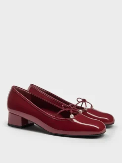 Barbara Patent Pearl-Bow Ballet Pumps