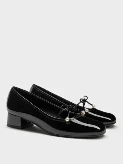 Barbara Patent Pearl-Bow Ballet Pumps