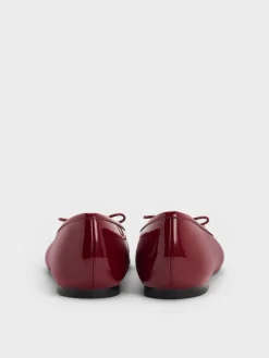 Barbara Patent Pearl-Bow Ballet Flats