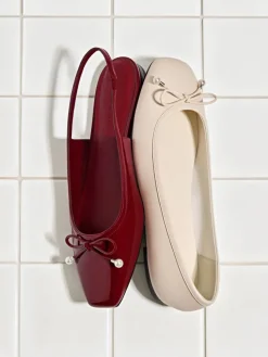 Barbara Pearl-Bow Ballet Flats