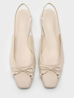 Barbara Pearl-Bow Slingback Flats