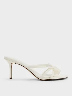 Bow Flower-Pearl Heeled Mules