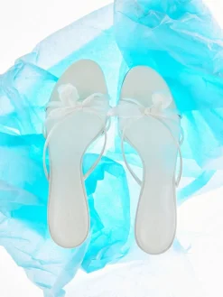 Bow Flower-Pearl Heeled Mules