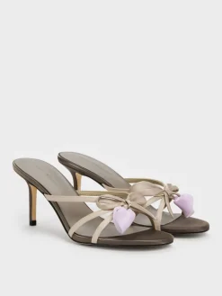 Bow Flower-Pearl Heeled Mules