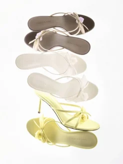 Bow Flower-Pearl Heeled Mules