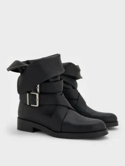 Brett Buckle-Strap Calf Boots