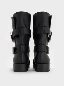 Brett Buckle-Strap Calf Boots