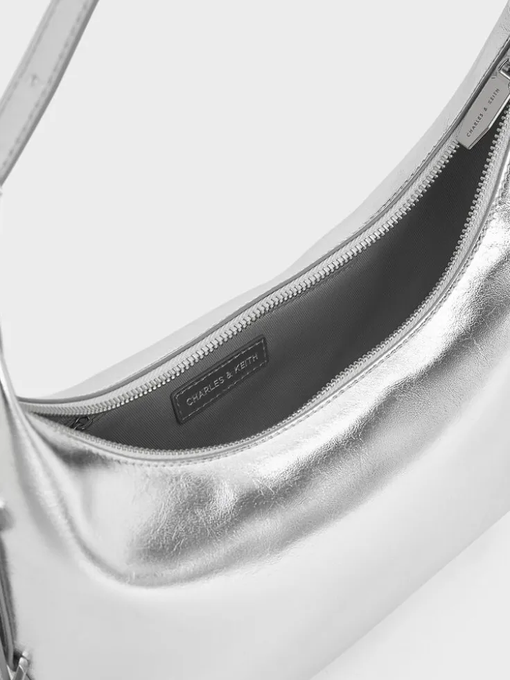 Bryna Metallic Curved Hobo Bag