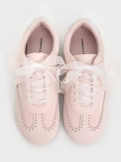 Cece Heart-Motif Sheer-Lace Sneakers