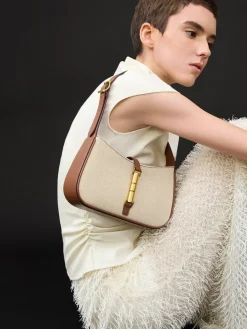 Cesia Canvas Metallic-Accent Shoulder Bag