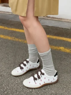 Cherry-Print Triple-Bow Sneakers
