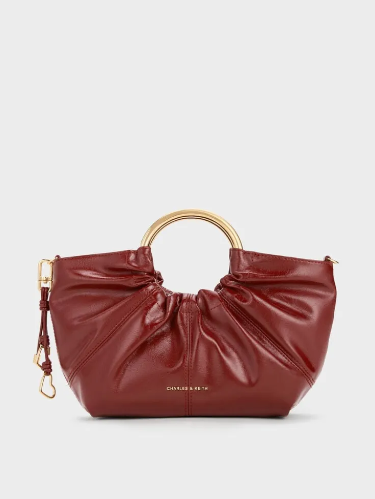 Ciara Ruched Metal Top Handle Bag