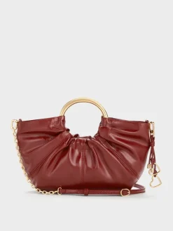 Ciara Ruched Metal Top Handle Bag