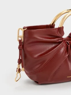 Ciara Ruched Metal Top Handle Bag