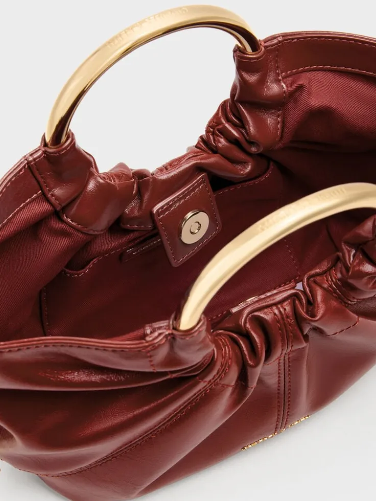Ciara Ruched Metal Top Handle Bag
