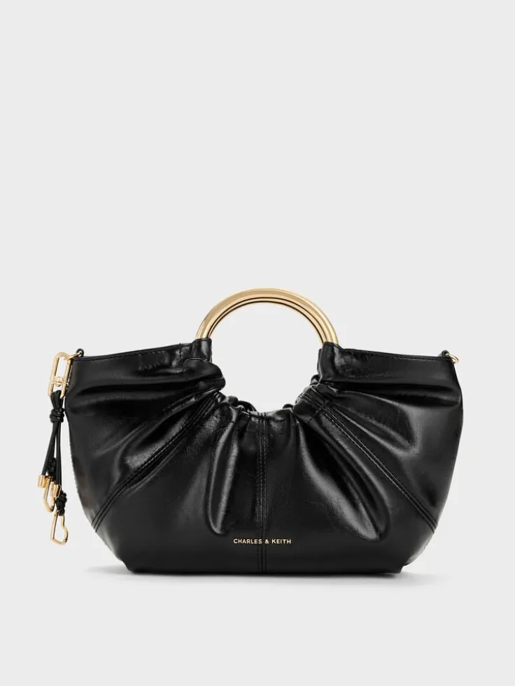 Ciara Ruched Metal Top Handle Bag