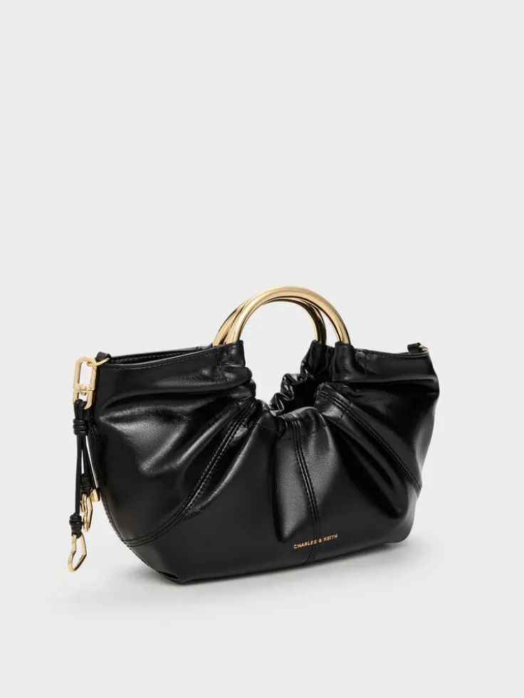 Ciara Ruched Metal Top Handle Bag