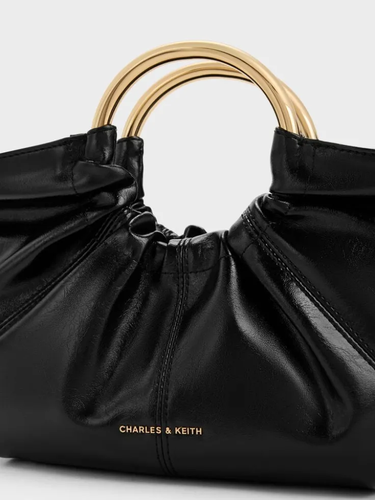 Ciara Ruched Metal Top Handle Bag