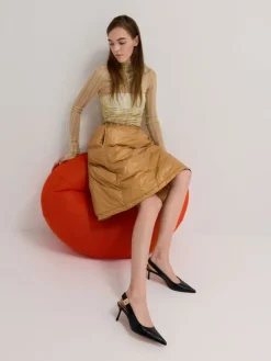 Cody Leather Slingback Kitten Heels