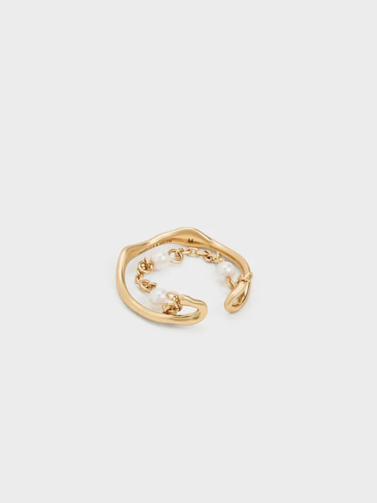 Corrine Pearl Chain-Link Double Ring