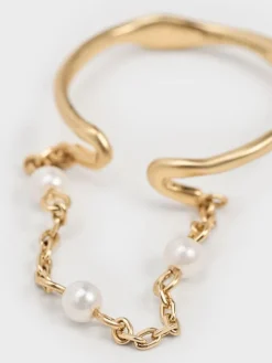 Corrine Pearl Chain-Link Double Ring