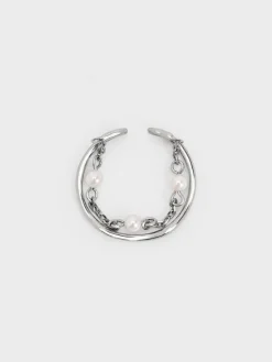Corrine Pearl Chain-Link Double Ring