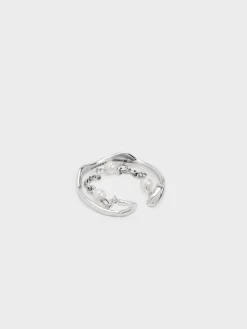 Corrine Pearl Chain-Link Double Ring