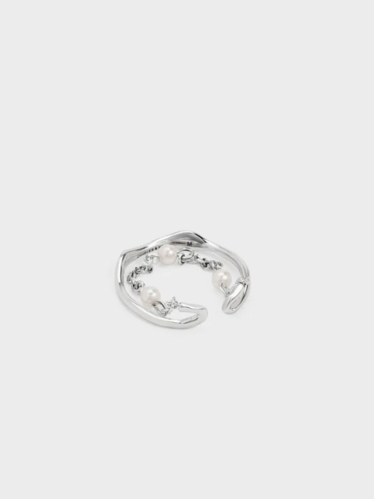 Corrine Pearl Chain-Link Double Ring