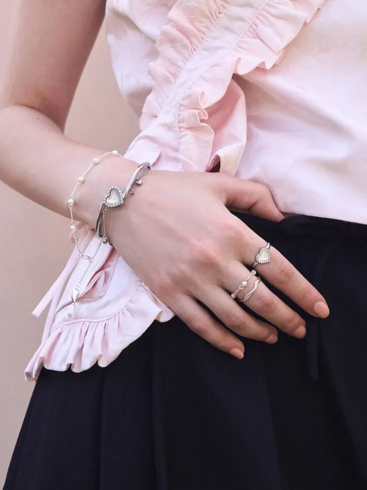 Corrine Pearl Chain-Link Double Ring
