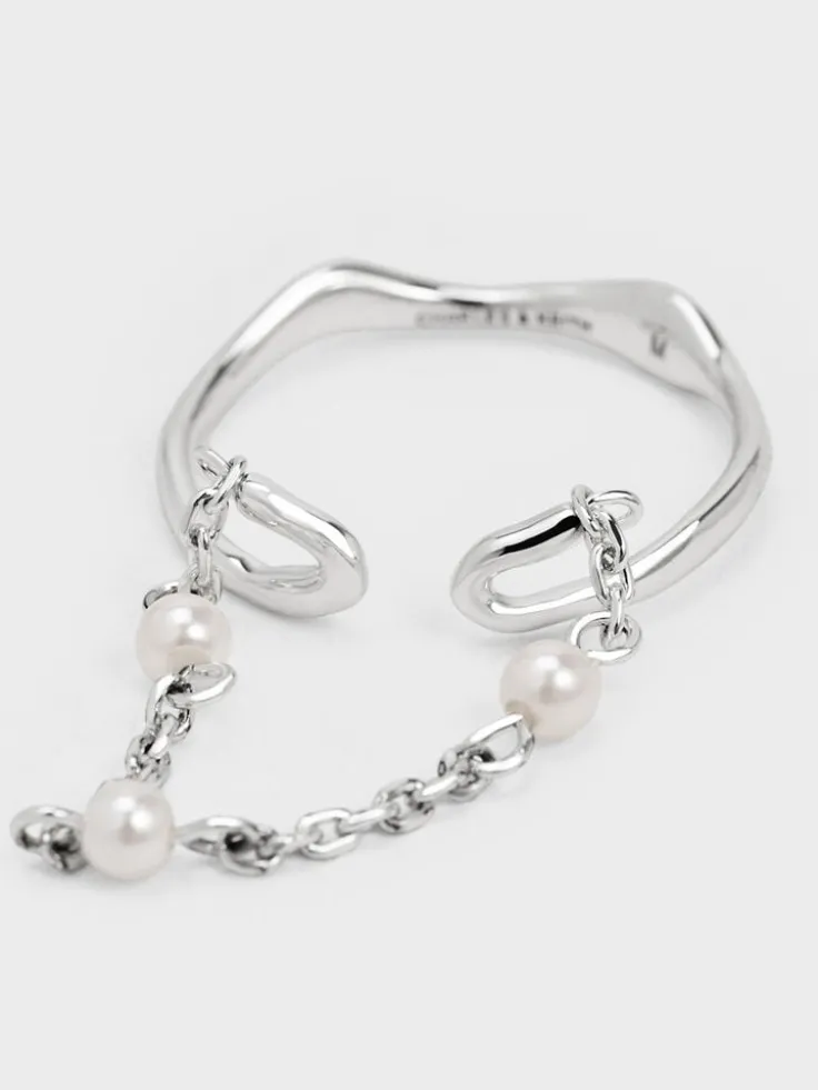 Corrine Pearl Chain-Link Double Ring