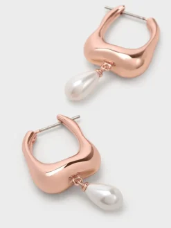 Corrine Teardrop Pearl Hoop Earrings