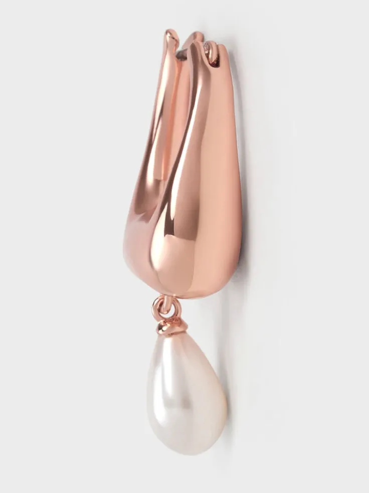 Corrine Teardrop Pearl Hoop Earrings