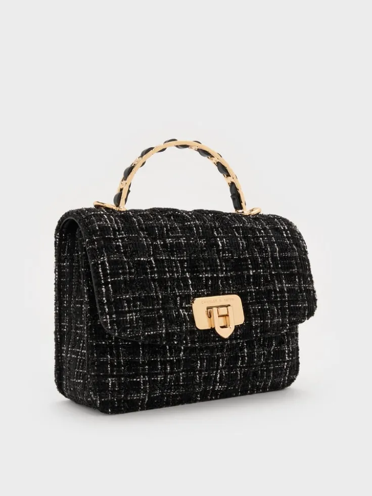Cressida Tweed Quilted Top Handle Bag