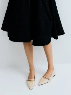 Crinkle-Effect Pointed Ballet Flats