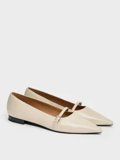 Crinkle-Effect Pointed Ballet Flats