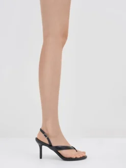 Croc-Effect Stiletto Thong Sandals