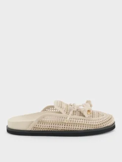 Crochet & Suede Flower Mules