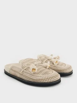 Crochet & Suede Flower Mules