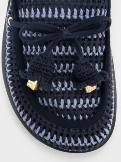 Crochet & Suede Flower Mules