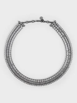 Crystal Triple-Row Tennis Necklace