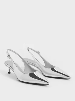 Curtis Metallic Slingback Kitten Heels