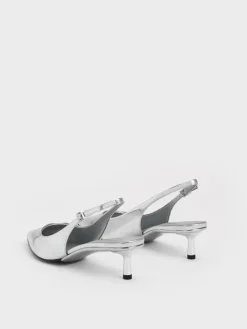 Curtis Metallic Slingback Kitten Heels