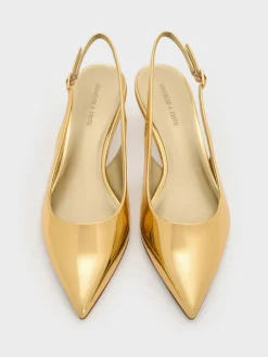 Curtis Metallic Slingback Kitten Heels
