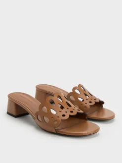 Cut-Out Block-Heel Mules