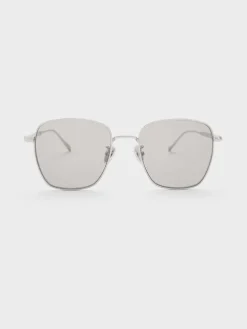 Delta Metallic-Rim Square Sunglasses