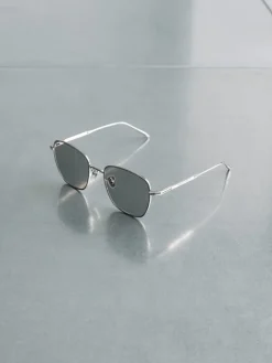 Delta Metallic-Rim Square Sunglasses