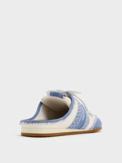 Denim & Leather Slip-On Sneakers